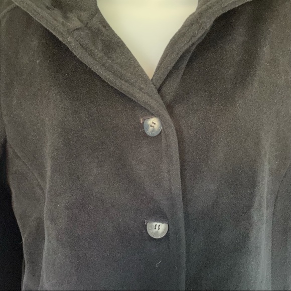 Calvin Klein Wool Angora Black Coat Jacket Hood Button Winter Warm Overcoat - Picture 3 of 8